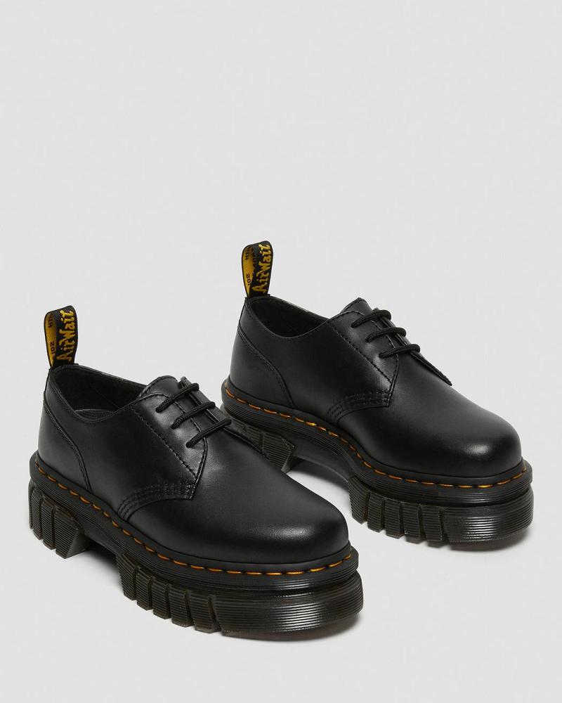 Dr Martens Audrick Nappa Læder Platform Sko Herre Sort | DK 625SGL